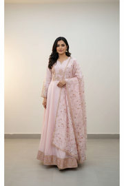 Long Sleeve Dress Baby Pink Light Weight Silk Dress