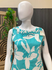 Summer Special-Cotton Sleeveless Floral Kurti
