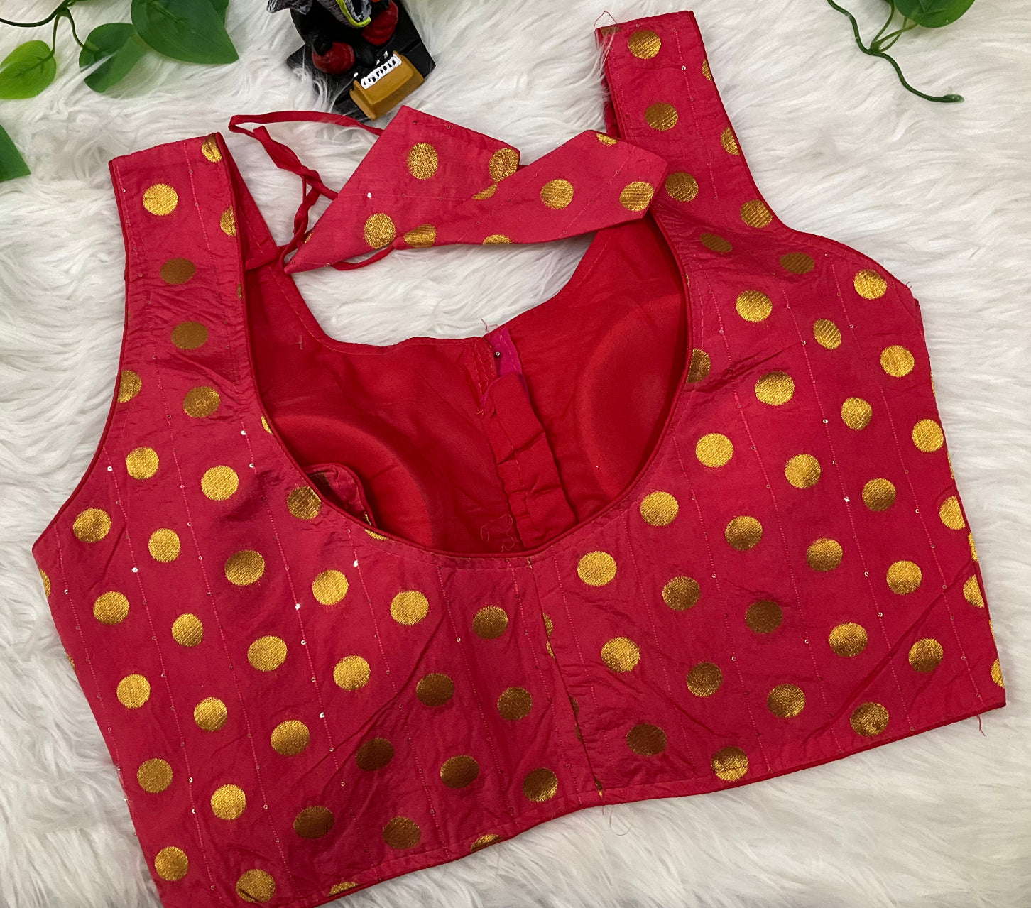 Indian Blouse - Print Sleeveless Blouse with Gold Prints image 5