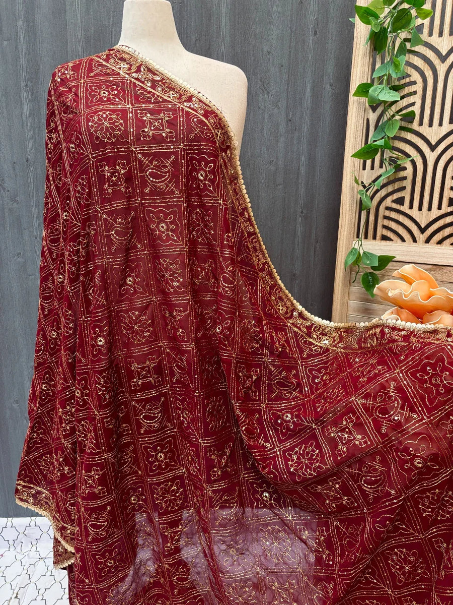 Gold Zari Embroidery Duppattas