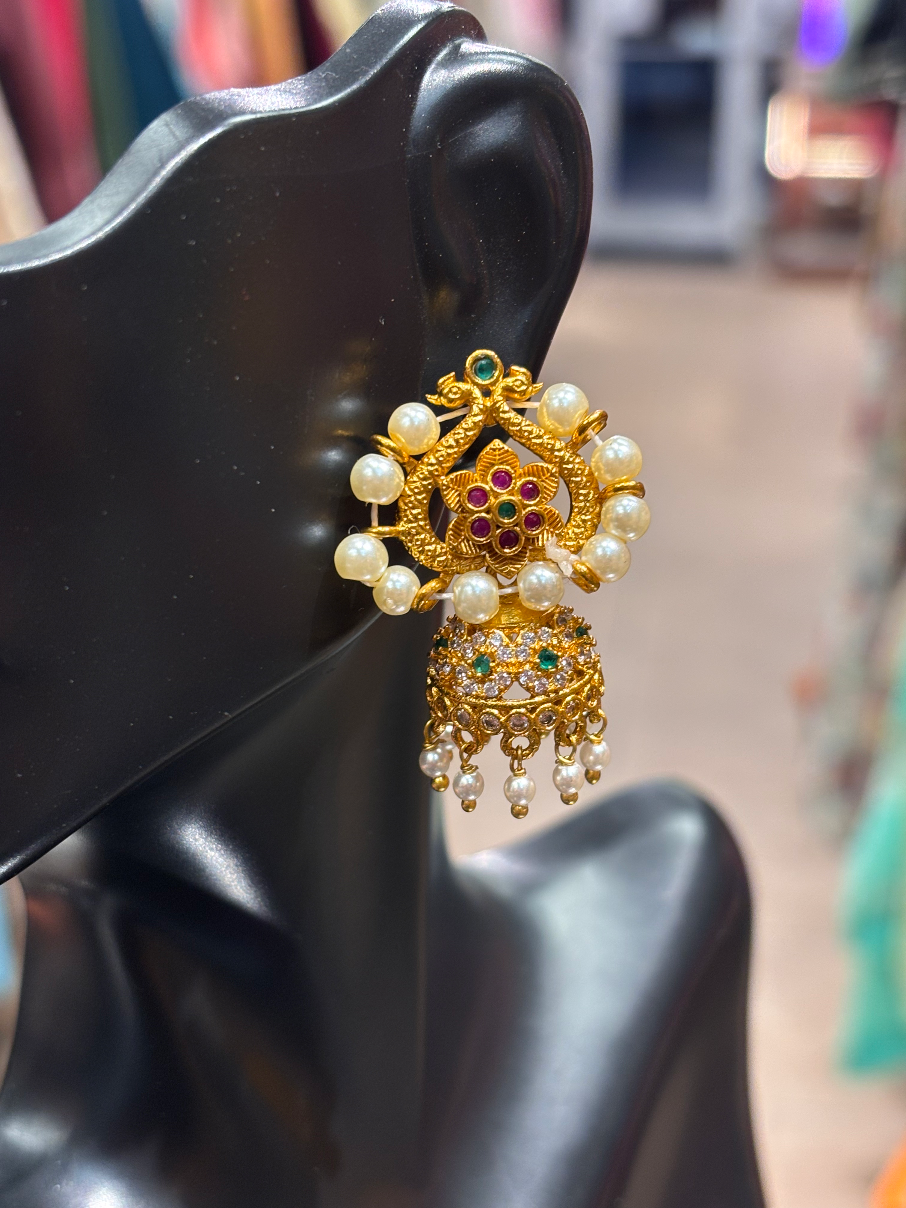 MattFinish Jhumkas with Big Studs image 0