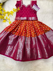 Toddler/ Girls Semi Silk Kanjeevaram Pattu Pavadai