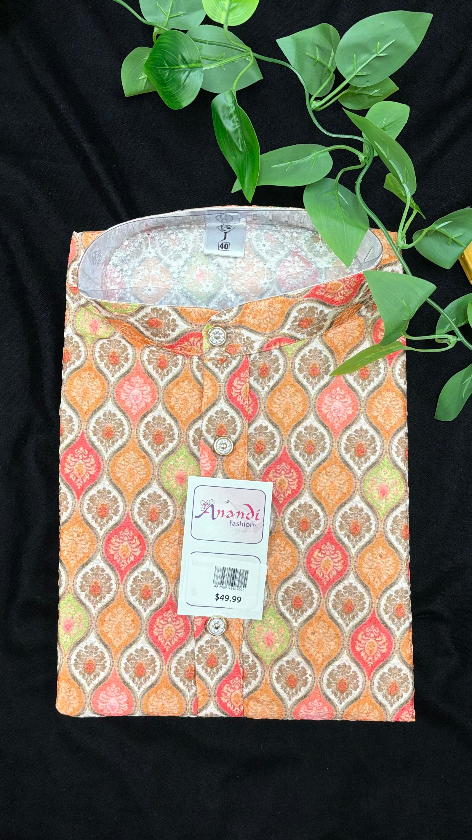 Chikankari Kurta - Multicolor Men’s Silk Chikankari Kurta image 1