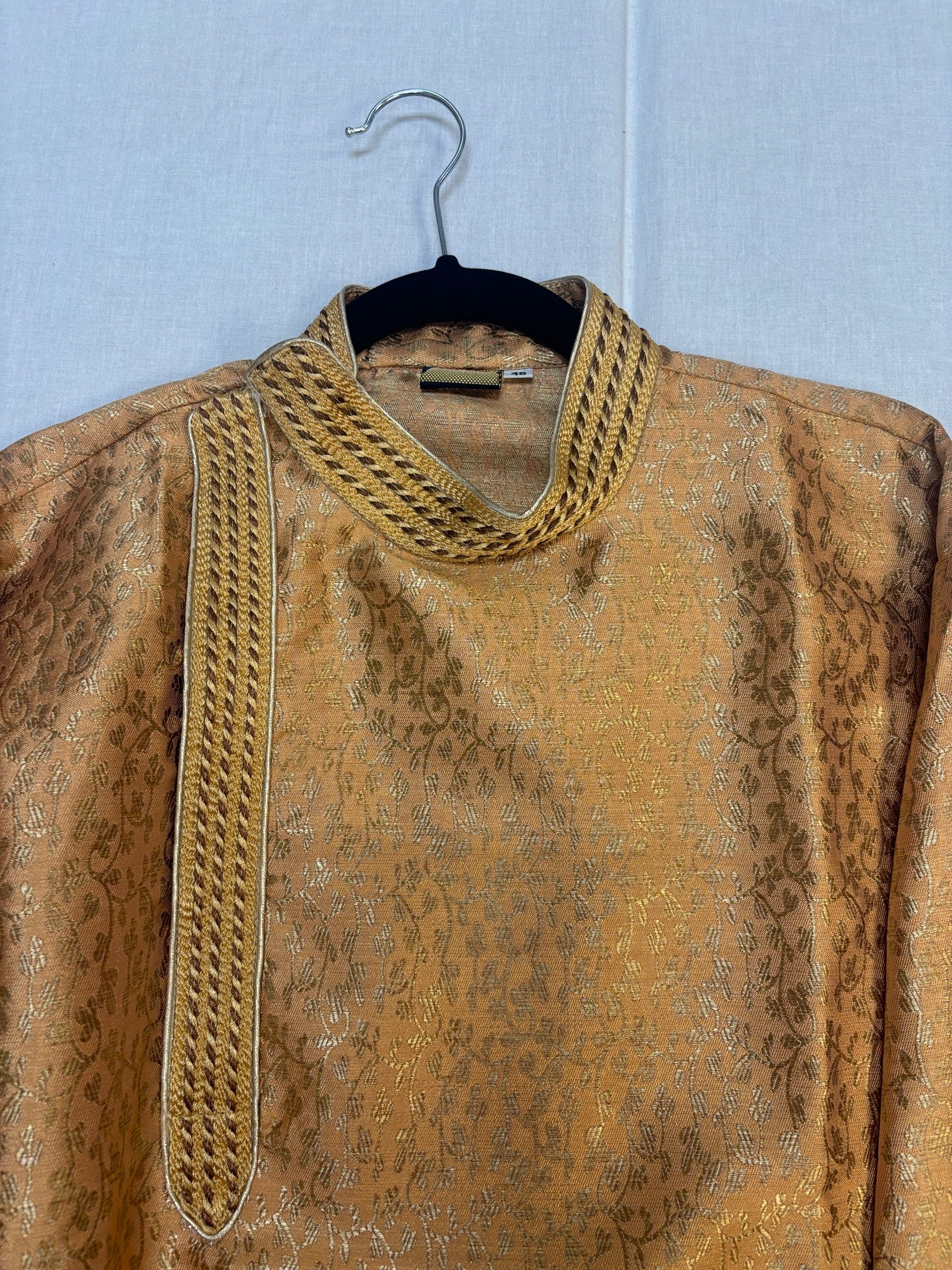 Plus Size-Stylish Neck Gold Kurta Pajama set image 2