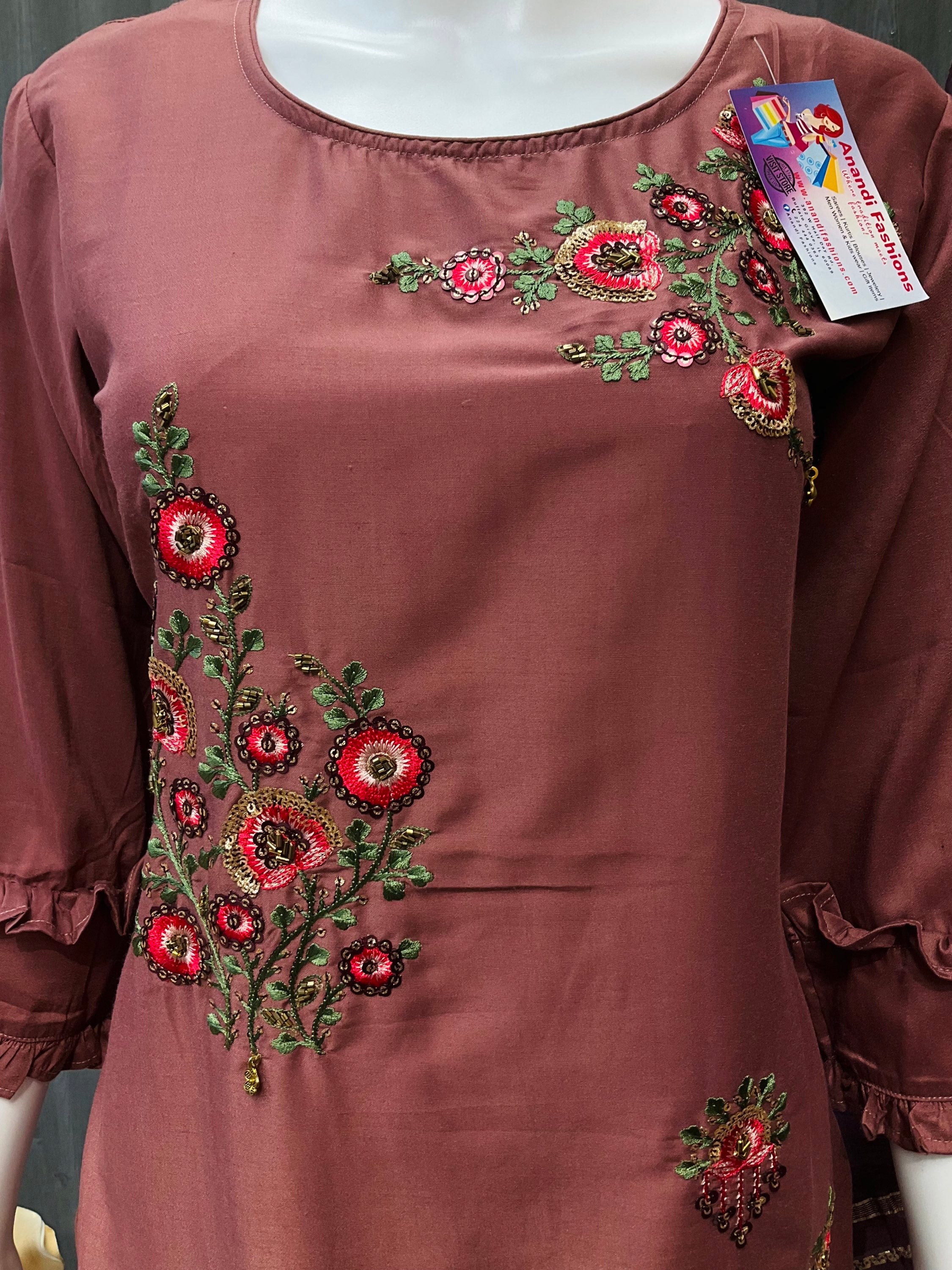 3 piece Party wear kurti set- Size 38/US XS image 2