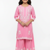 Pink - Toddler Girls- Rayon Chikankari sharara set- size 24/26