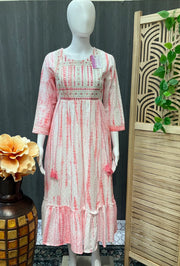 Baby Pink - Tye and Dye Long Kurti-size 42/44