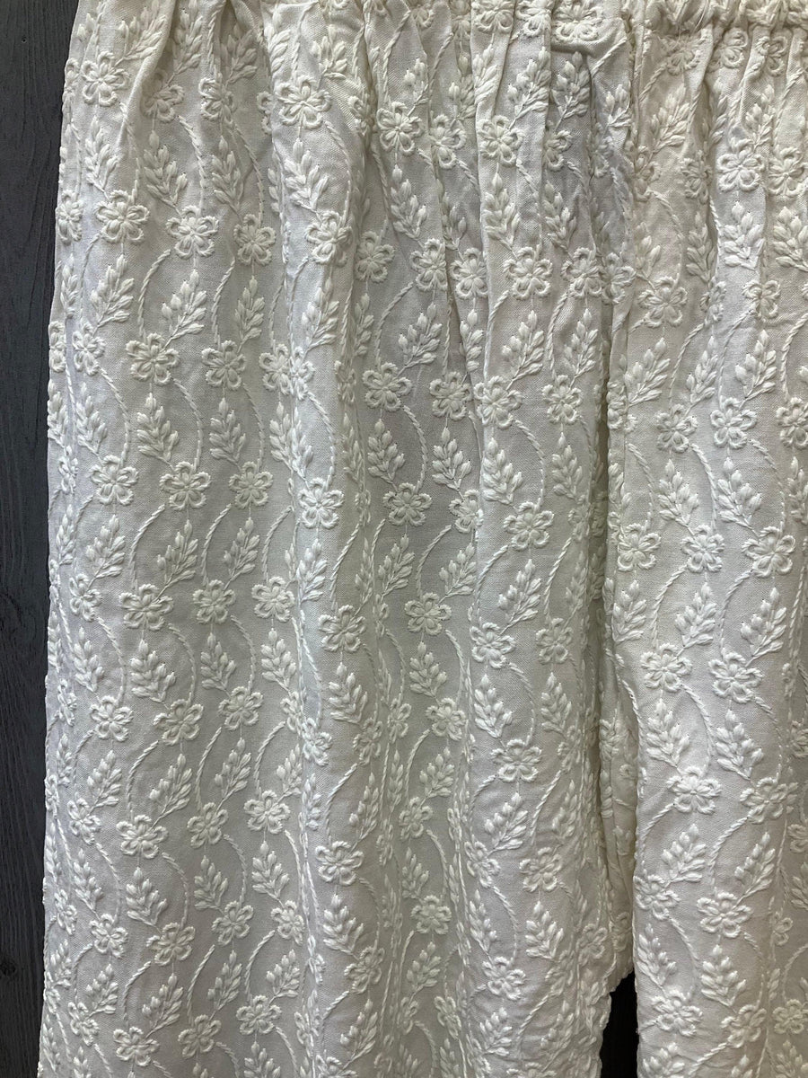 Half White Color Chikankari Pants- fits M size