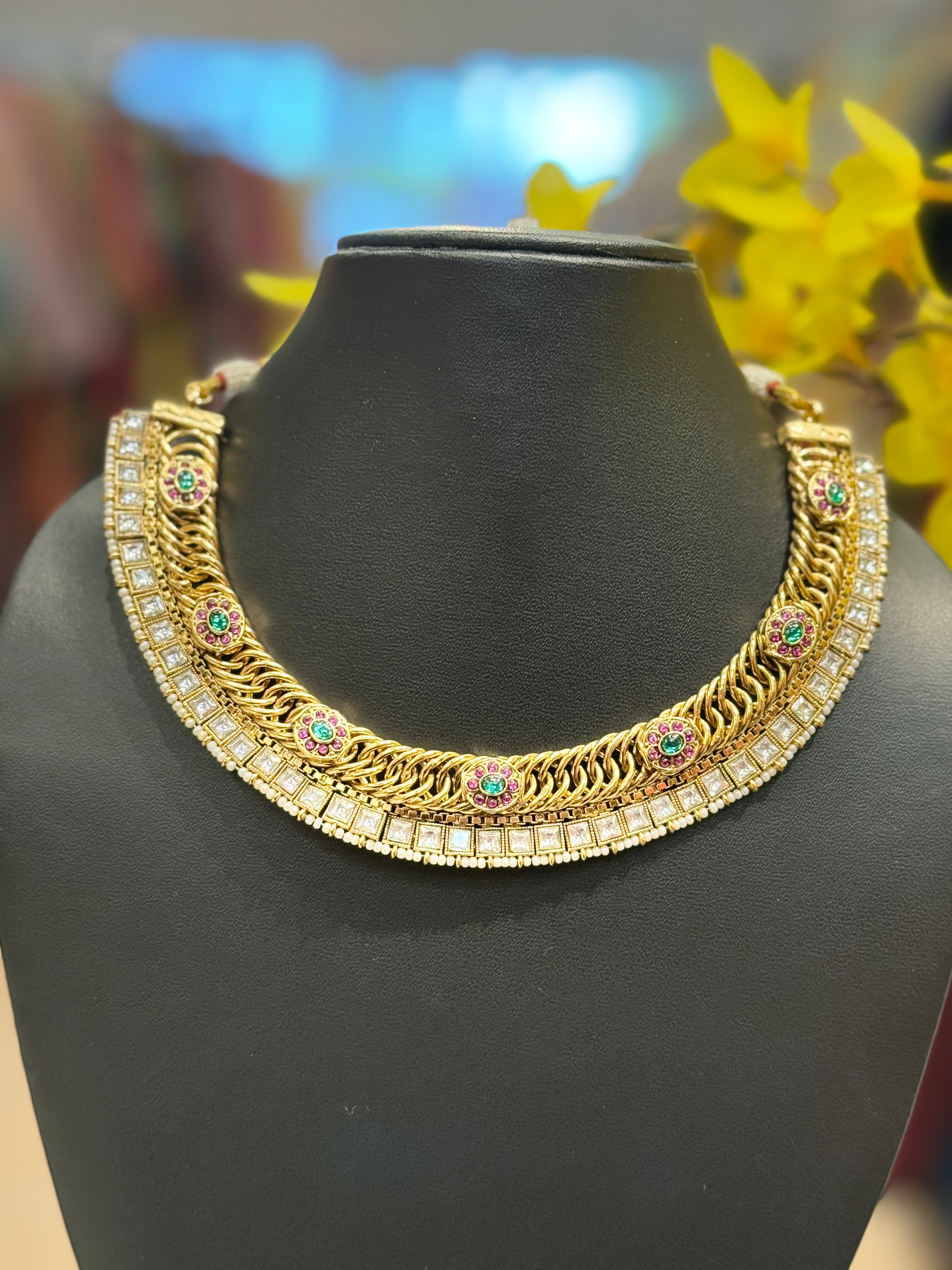 Trending -Jalebi Model - Gold Finish Necklace set image 2