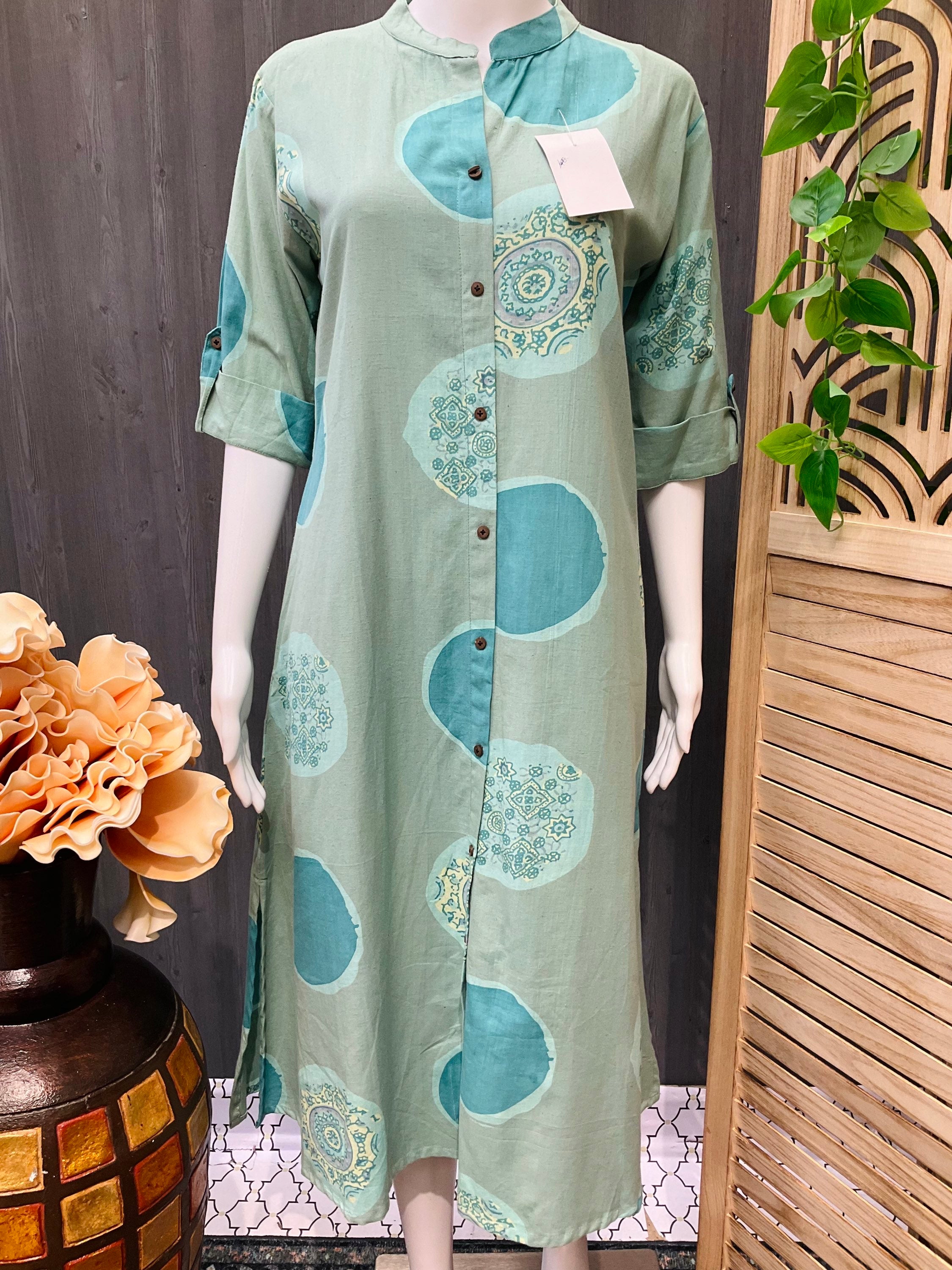 A-line High Neck cotton kurti - Size 38/US XS image 2