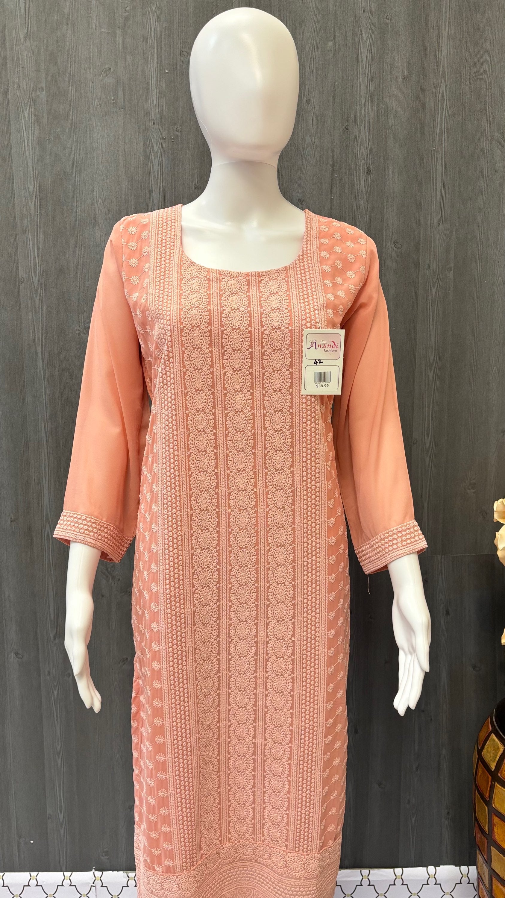 Pastel Colors-Georgette Chikankari Kurti - Elegant and stylish Chikankari Kurti image 0