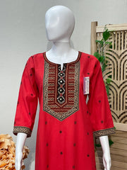 Red -Handloom Khadi Cotton Kurti