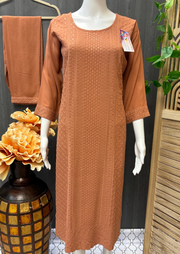 Elegant Chikankari Kurti with Matching Pants - Traditional Embroidery Set