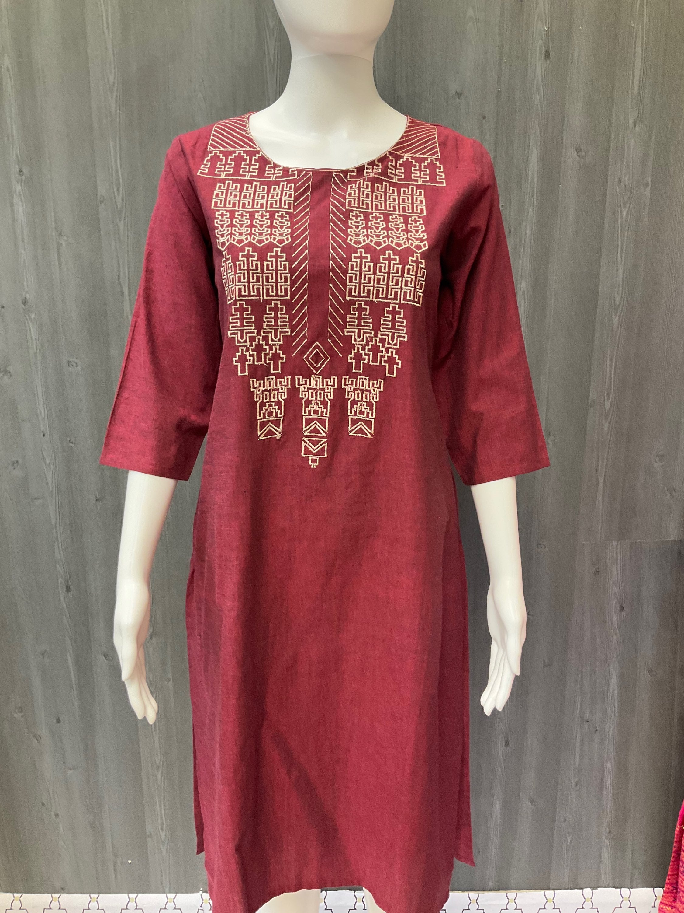 Maroon Cotton Kurti - Size 38/US XS image 0