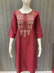 Maroon Cotton Kurti - Size 38/US XS