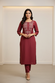 Maroon Cotton Kurti /Us Xs Short Kurti - Anandi Fashions