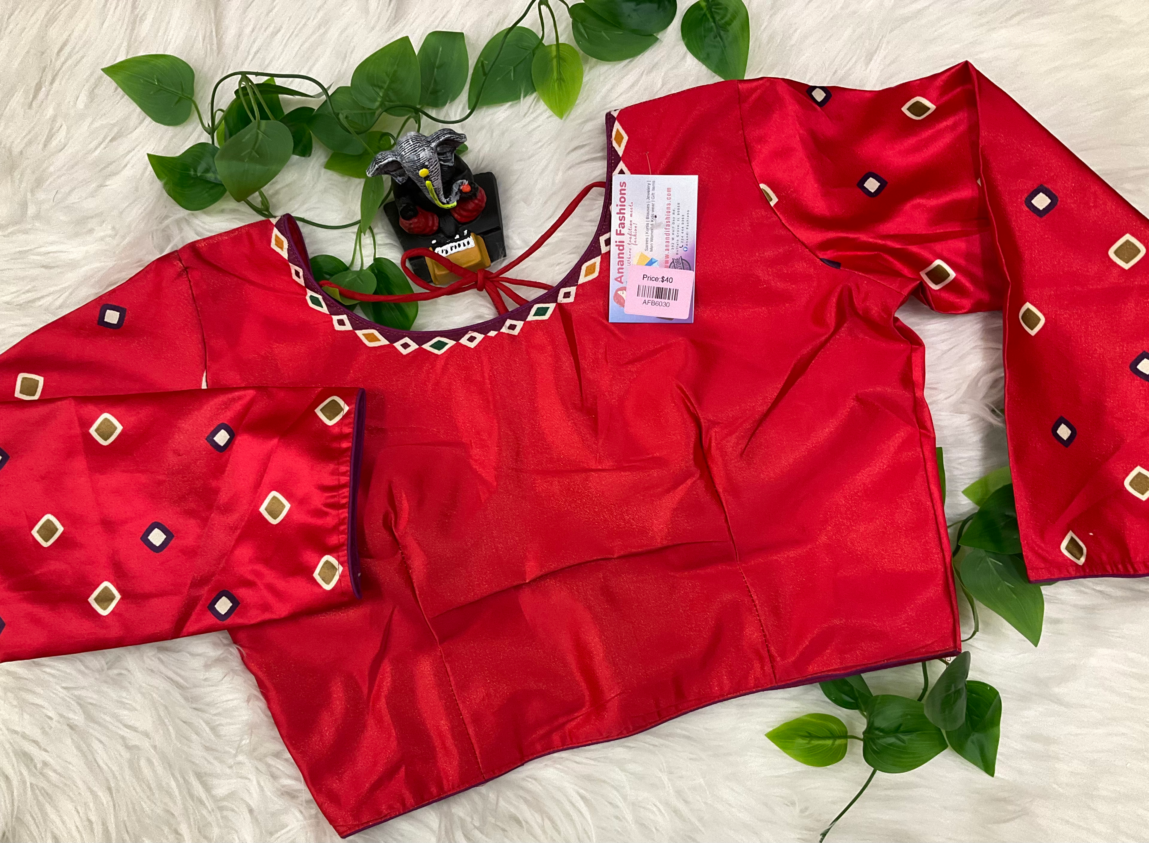 Long Sleeves Red Silk Blouse - Size 38//40/42 image 0