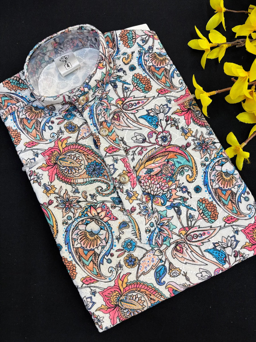 Digital Print Boys Velvet Kurta Pajama set- Size 4 to 12