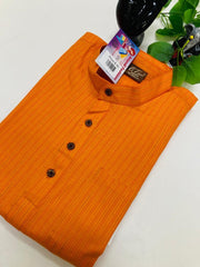 Size 36-Men Kurta Pajama - Orange kurta Set for Men in Orange