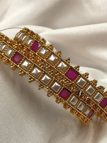 Bangles Of India - Red Pearl Bangles (pair)