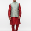 Party Wear for Men - Yellow and Red Mens kurta set with Vest