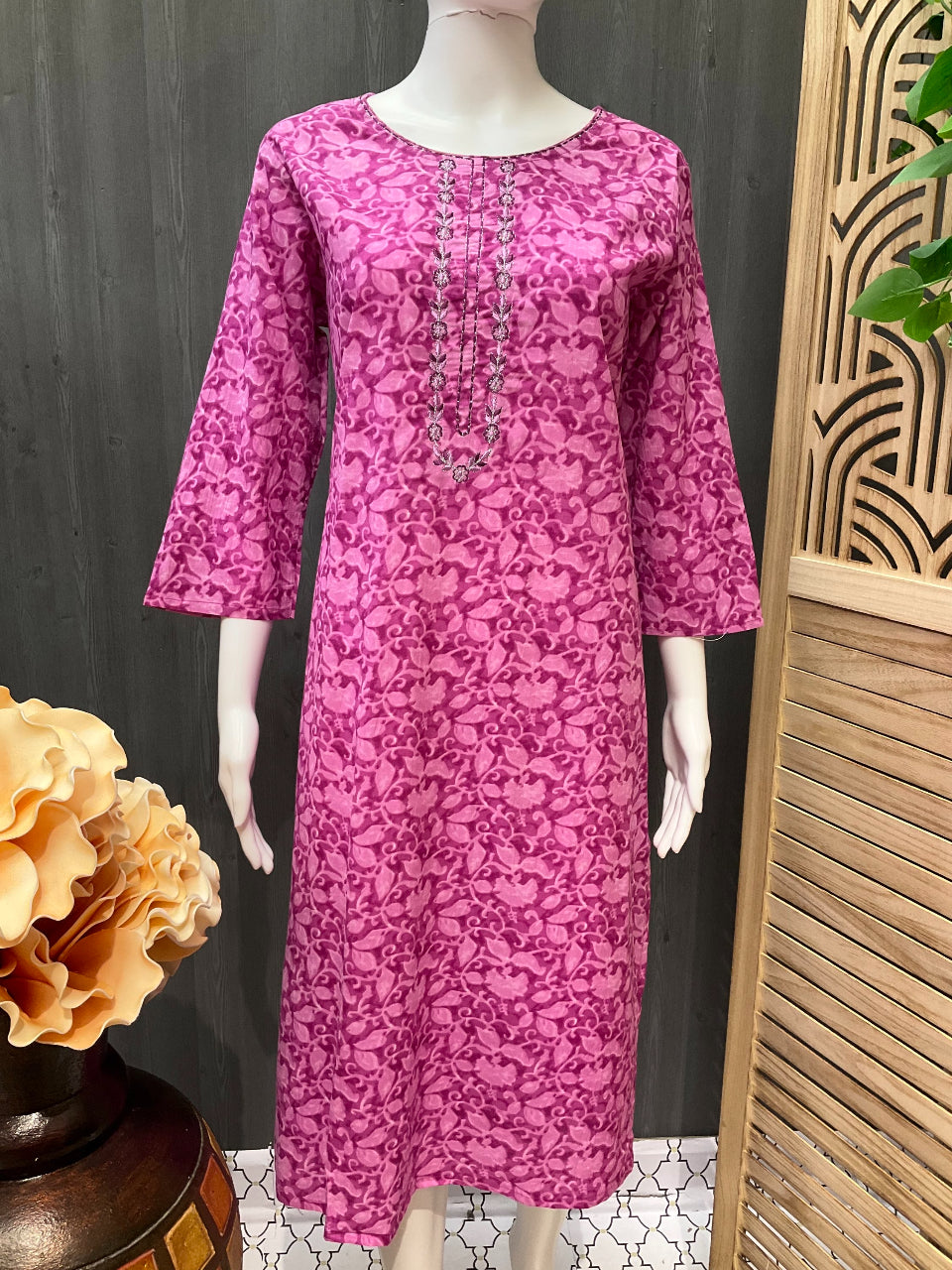 Pure Cotton Pink Kurti set image 1