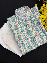 Digital Print Boys Kurta set with Chikankari work