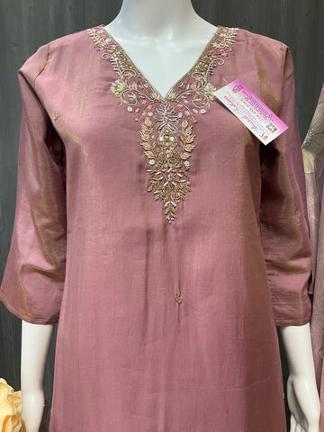 Light onion pink - 3 piece kurti set