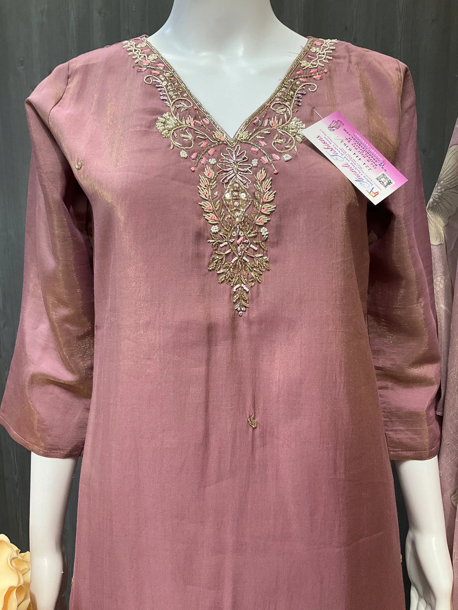 Light onion pink - 3 piece kurti set