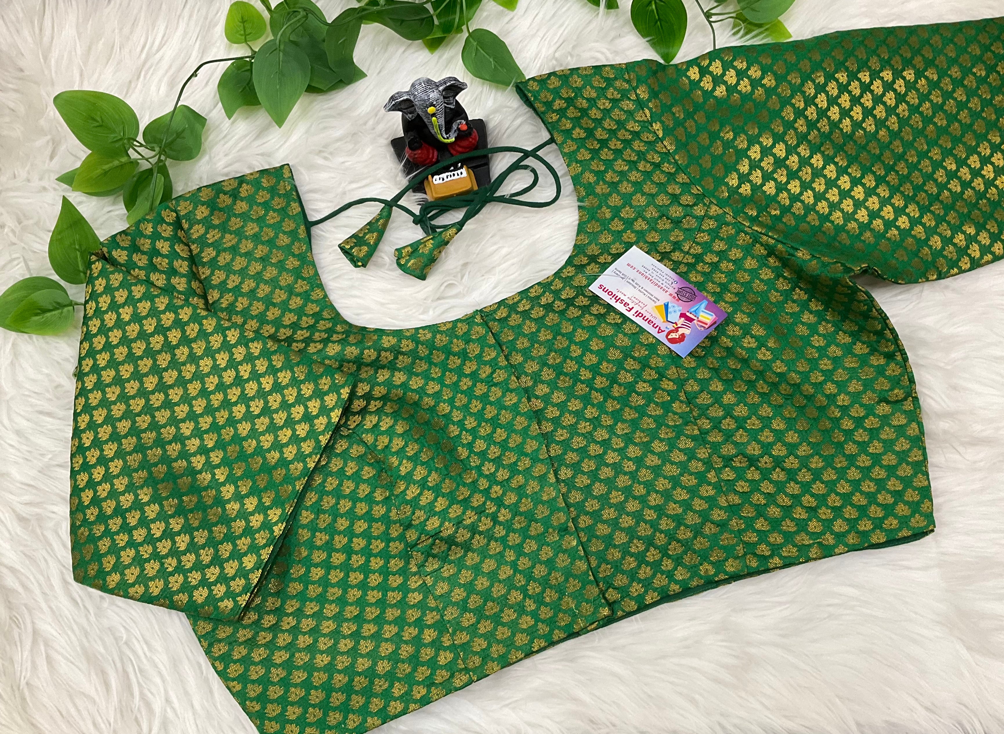 Green brocade blouse image 0