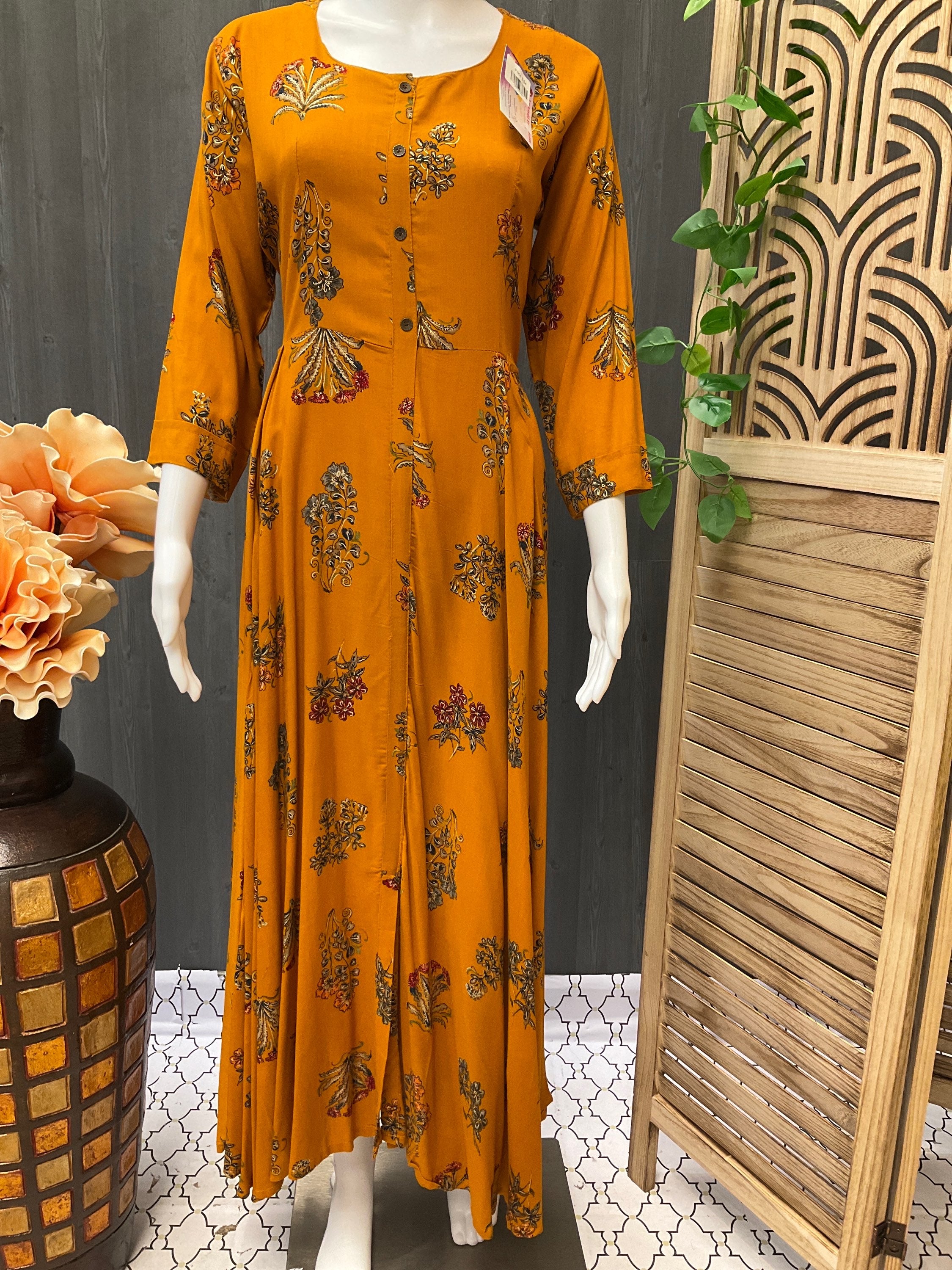 Rayon mustard yellow kurti in size 42 image 0