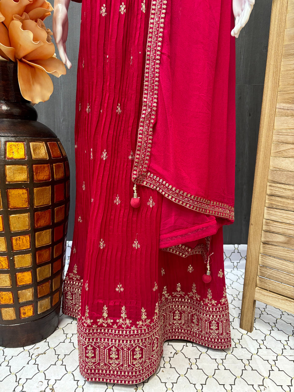 Long Party Wear dress with Embroidery work- Size 38/44 image 2