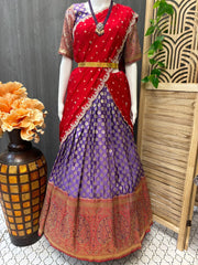 Regal Elegance - Purple and Red Half Saree/Langa Voni
