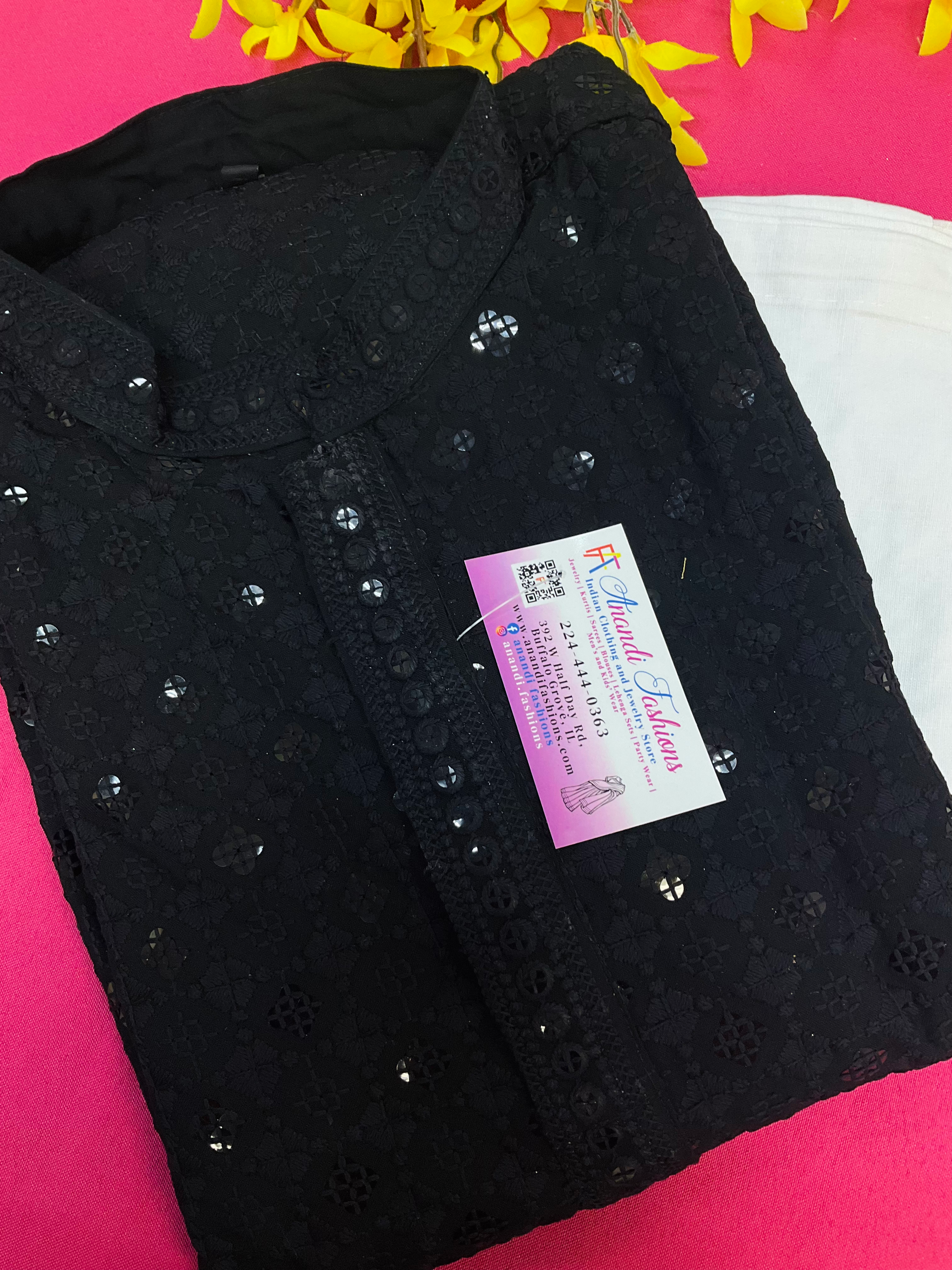 Chikankari Sequence kurta set for men image 4