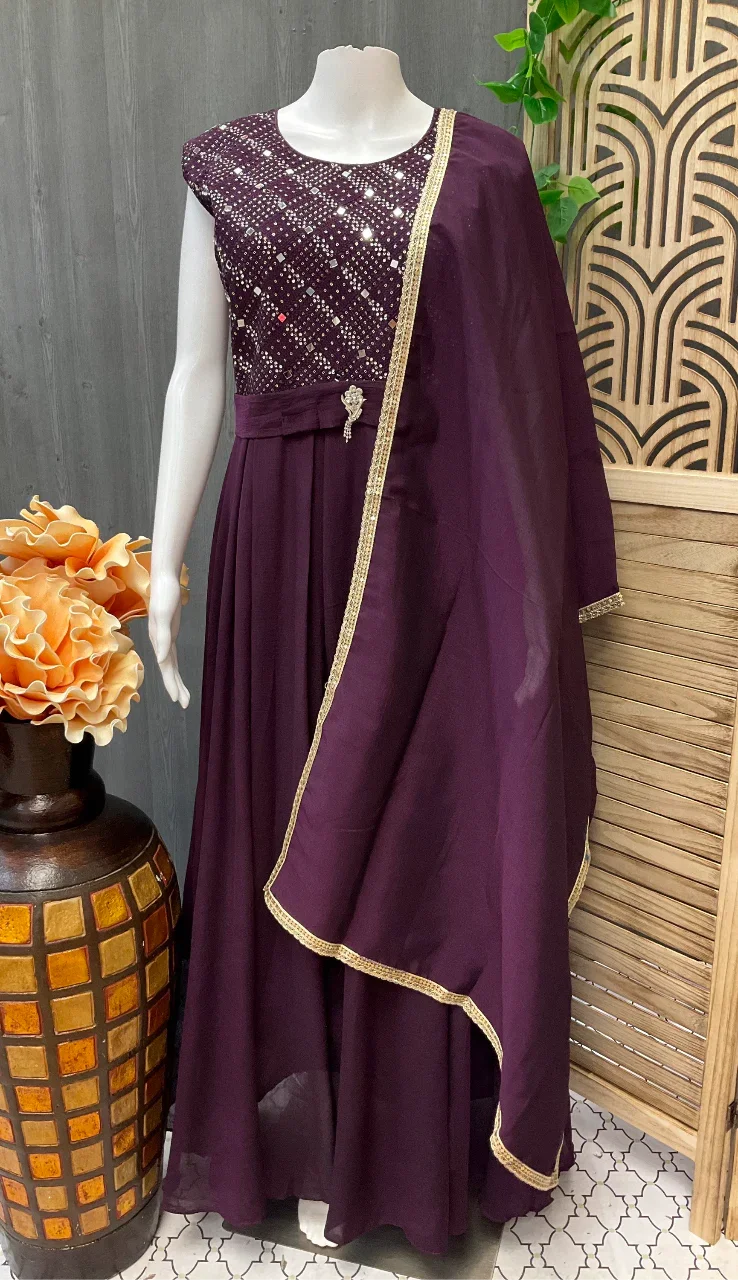 Long Party Wear Dress - Elegant Ethnic Gown for Special Occasions