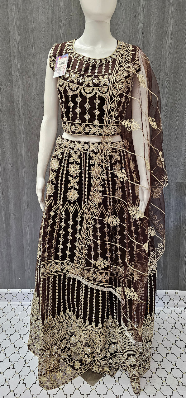 Lehenga Set - Brown Party Wear Lehenga Set- Size 38 image 0