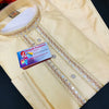 Size 42- cream color Silk Kurta for Men - Men’s Embroidered Neckline Kurta Set