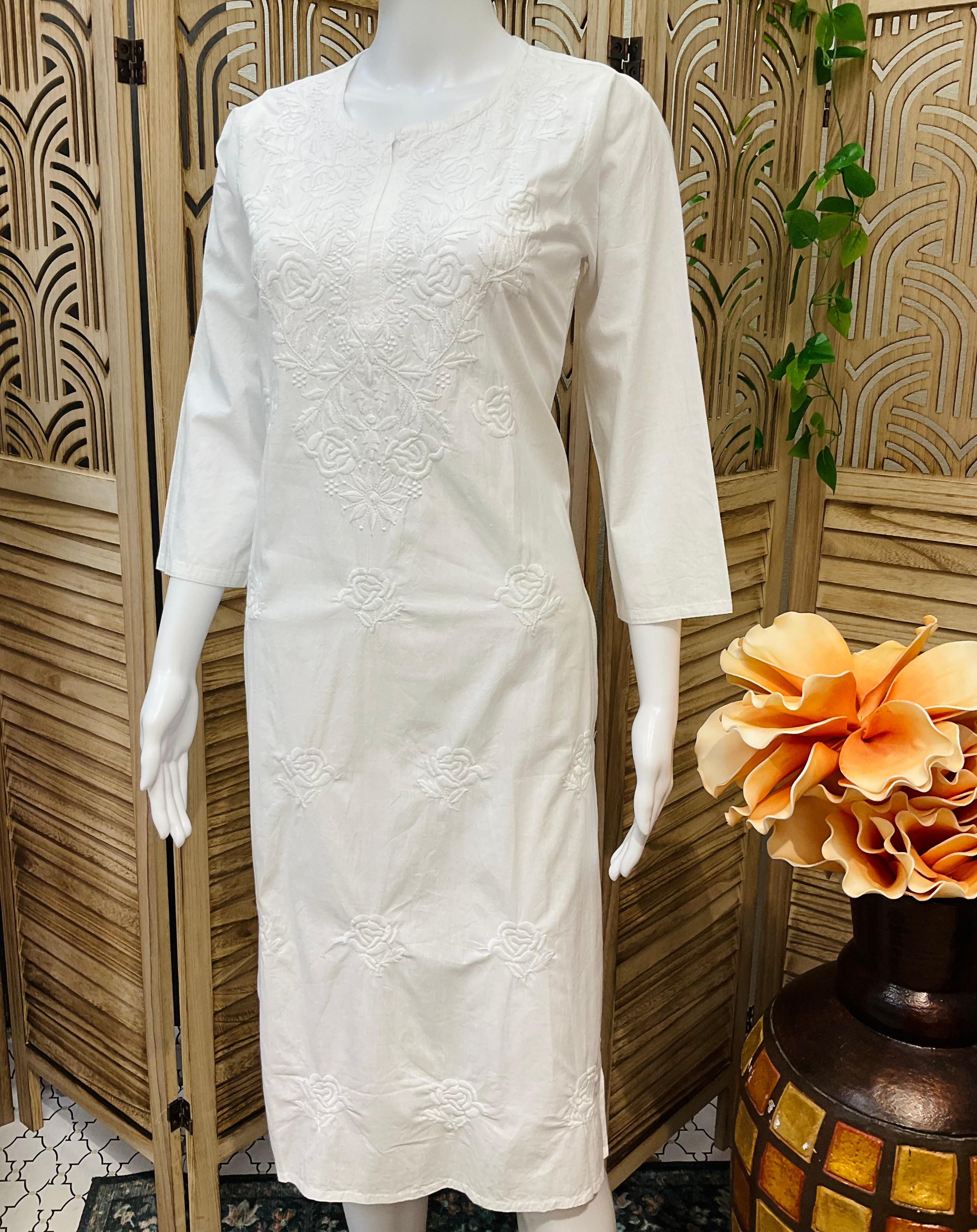Pure Cotton White Chikankari Kurti image 0