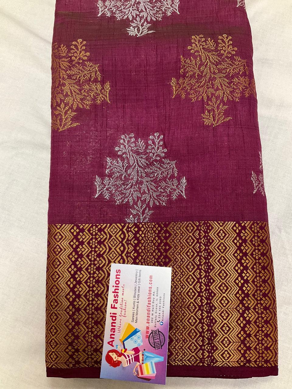 Indian Silk Saree - Maron Semi Silk Saree image 2