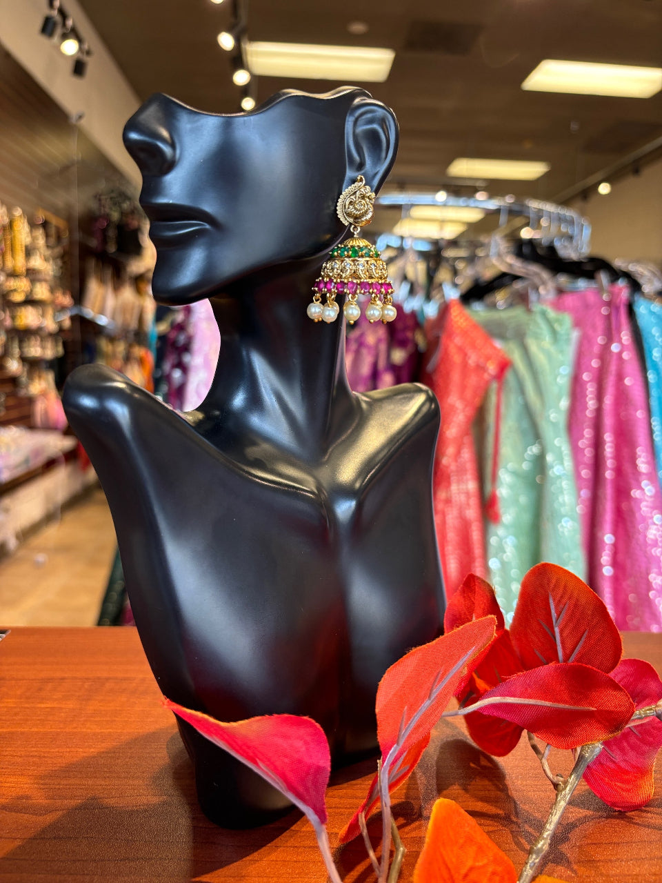 Antique Peacock Jhumkas  image 2