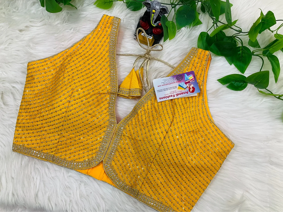 Sleeveless Blouse - Party wear Raw Silk blouse fits size 38(upto 42)