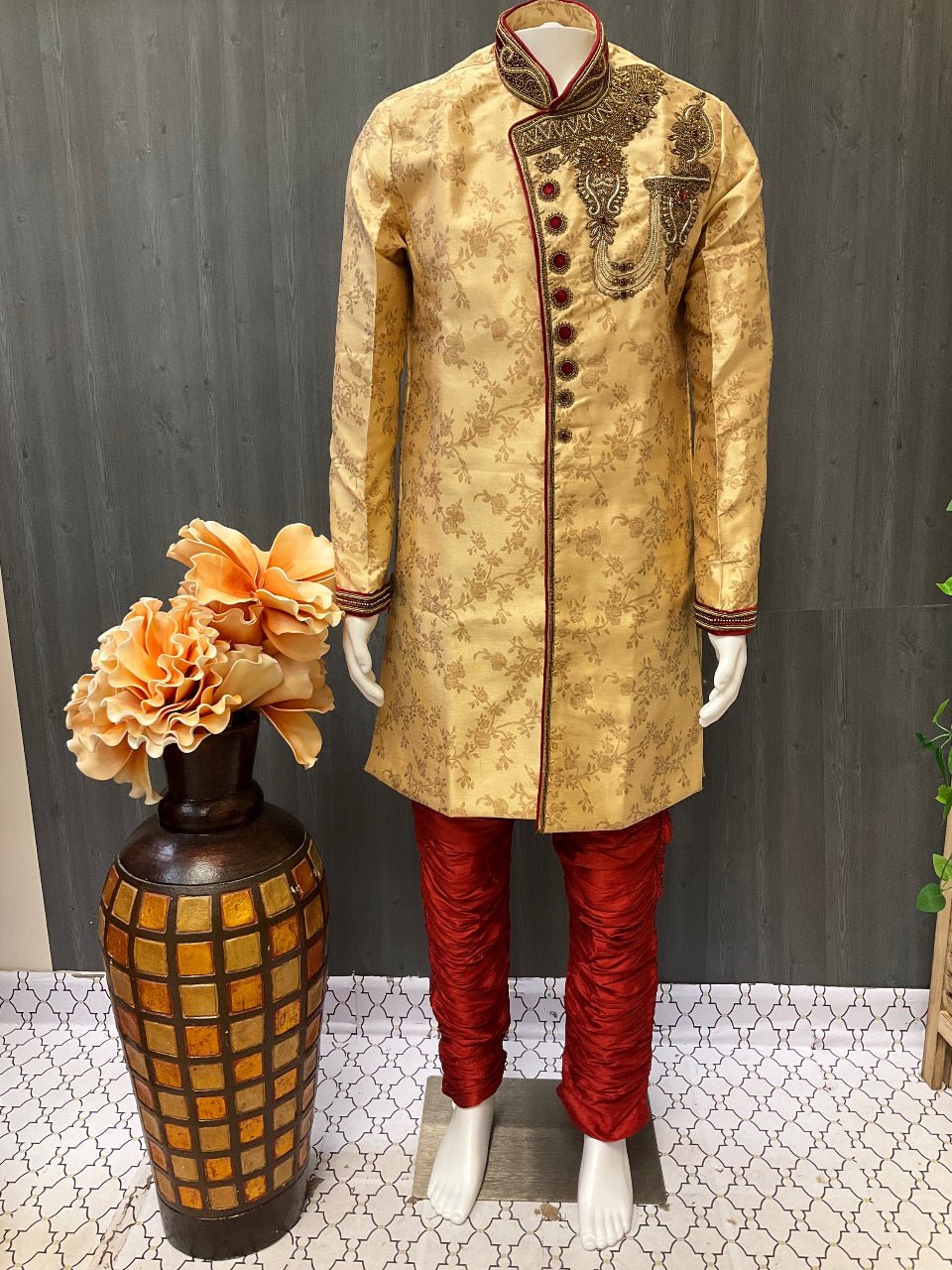 Sherwani - Heavy Bridal Party Wear Sherwani for Men with Jodhpuri Pants image 2