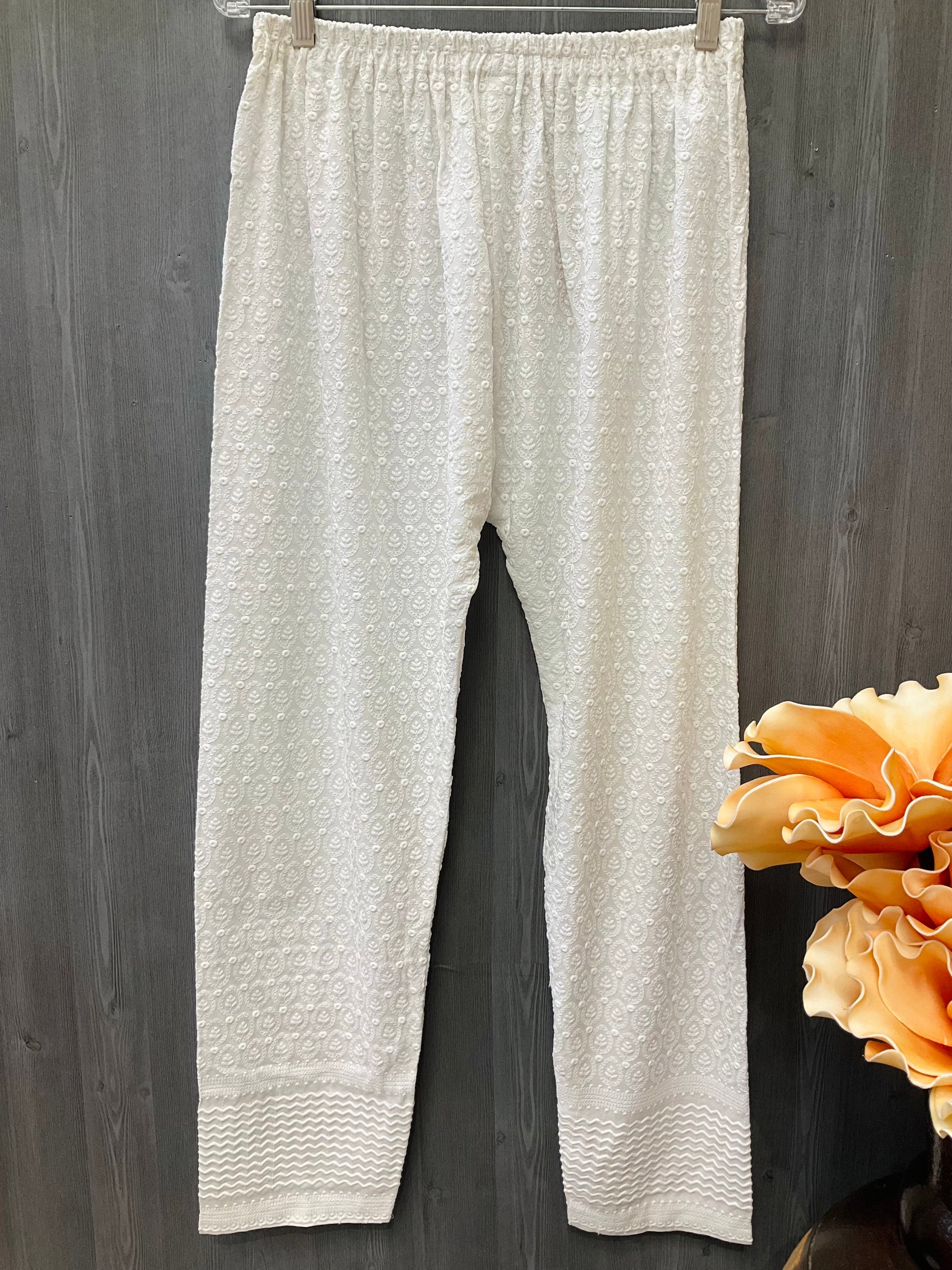 White Chikankari Pant image 0