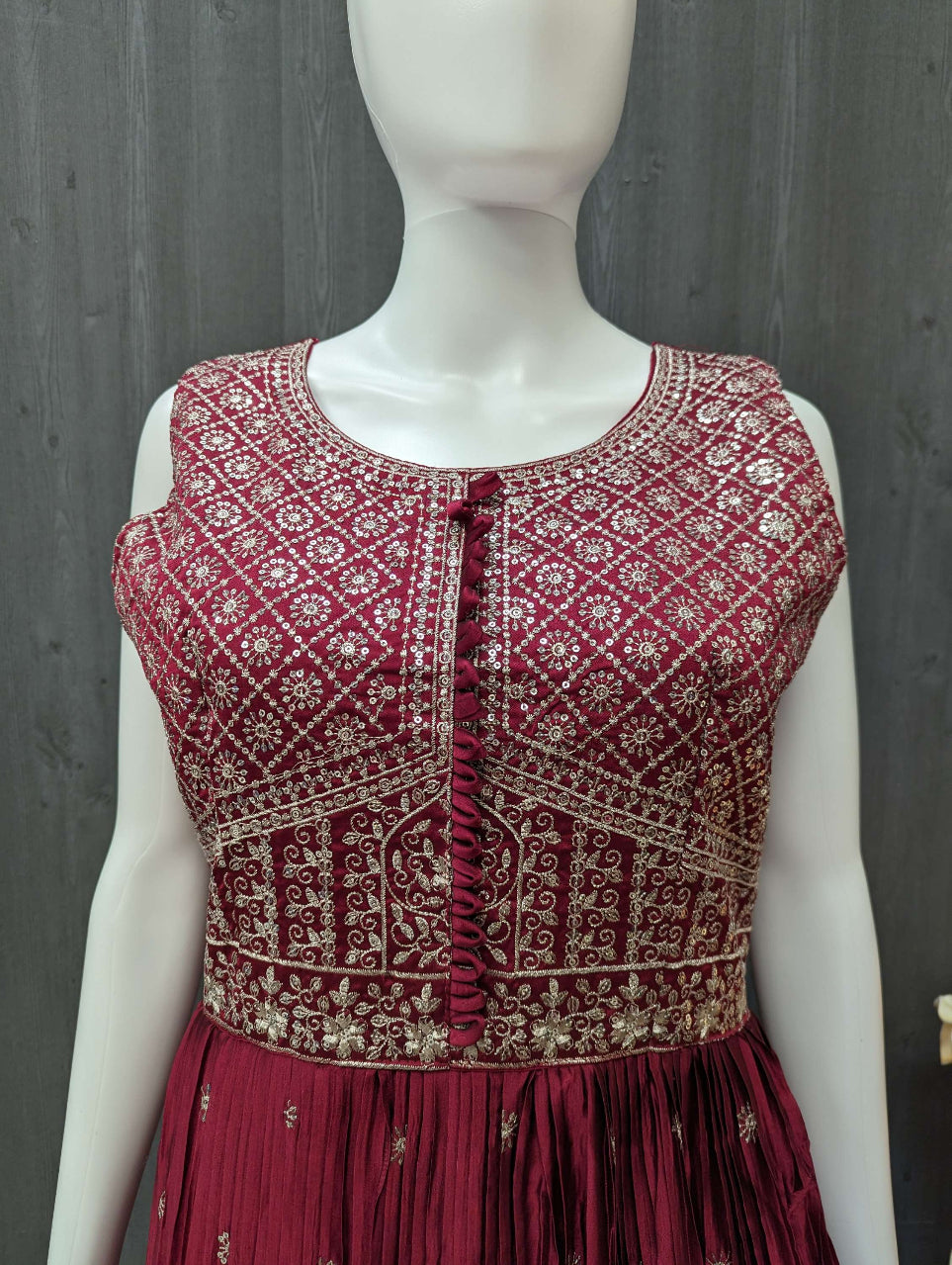 Indian Party Dresses - Satin Silk Party wear dress- Size 38 image 1