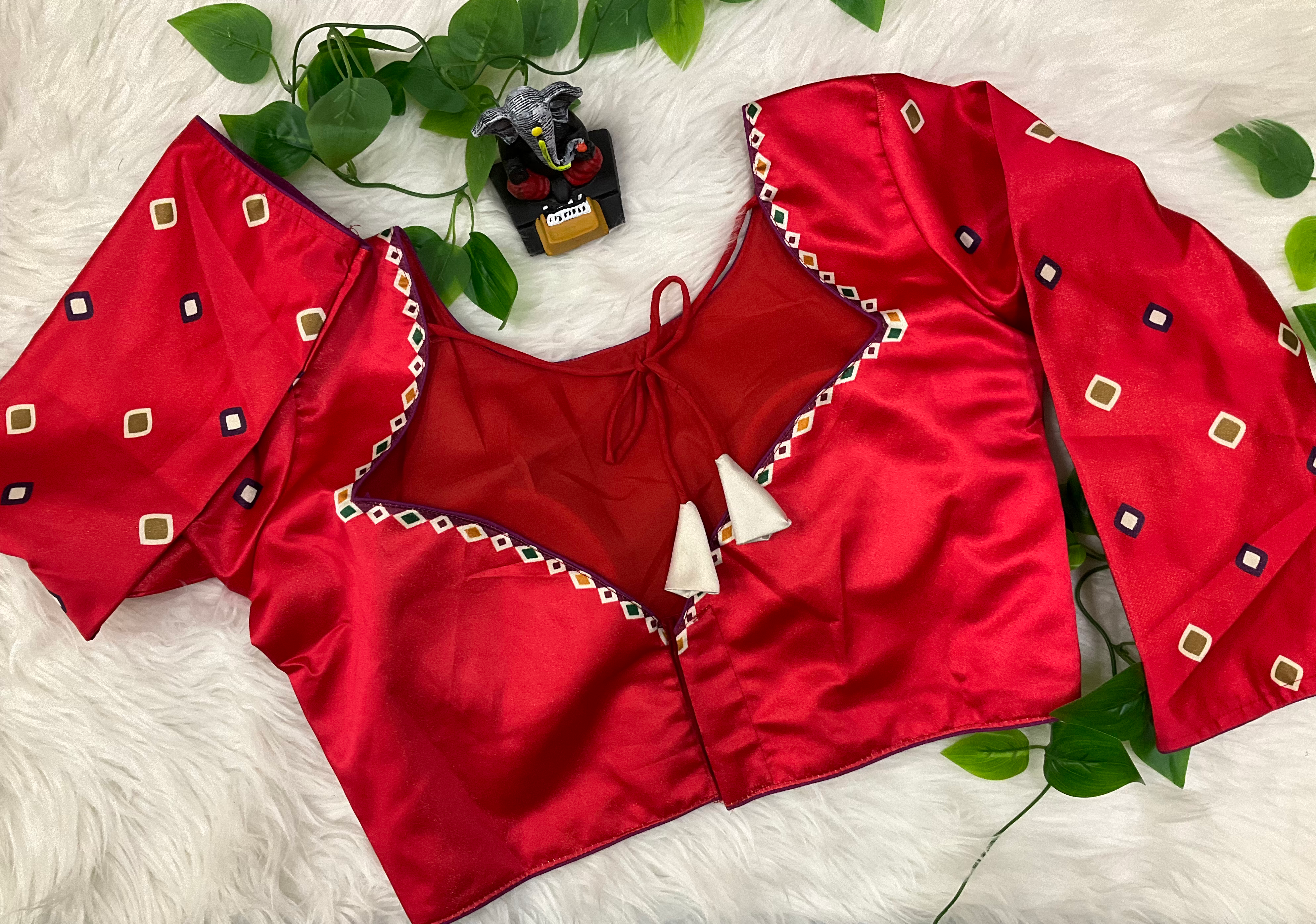 Long Sleeves Red Silk Blouse - Size 38//40/42 image 1