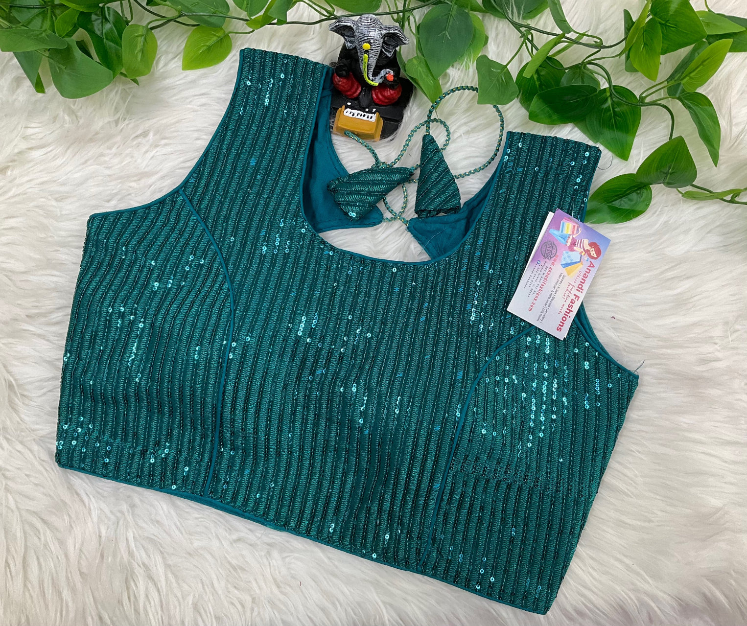 Sleeveless Blouse - Party wear sequence blouse fits size 38(upto 40) image 0