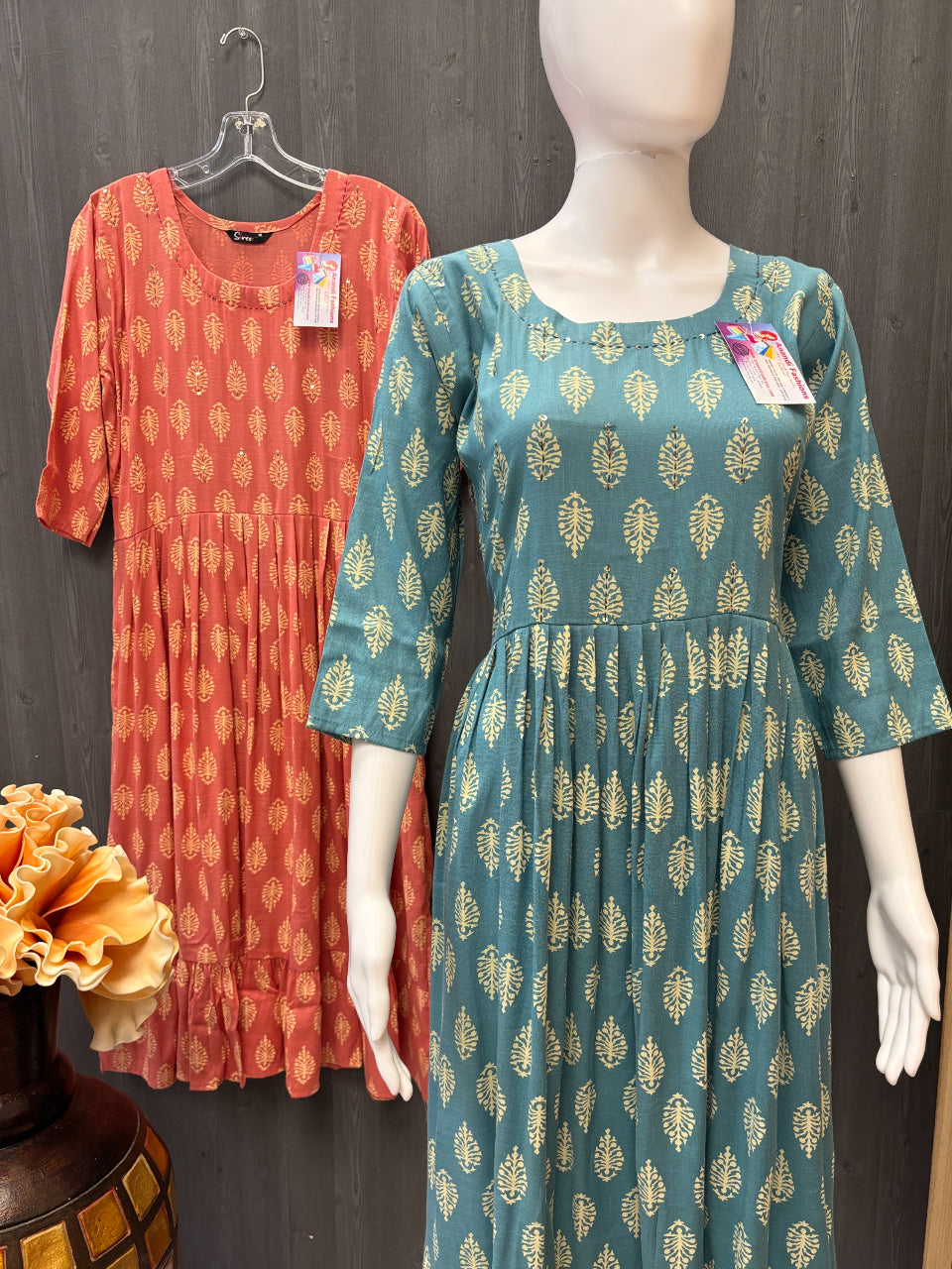 Soft cotton Gowns/Kurtis with print for summer image 6