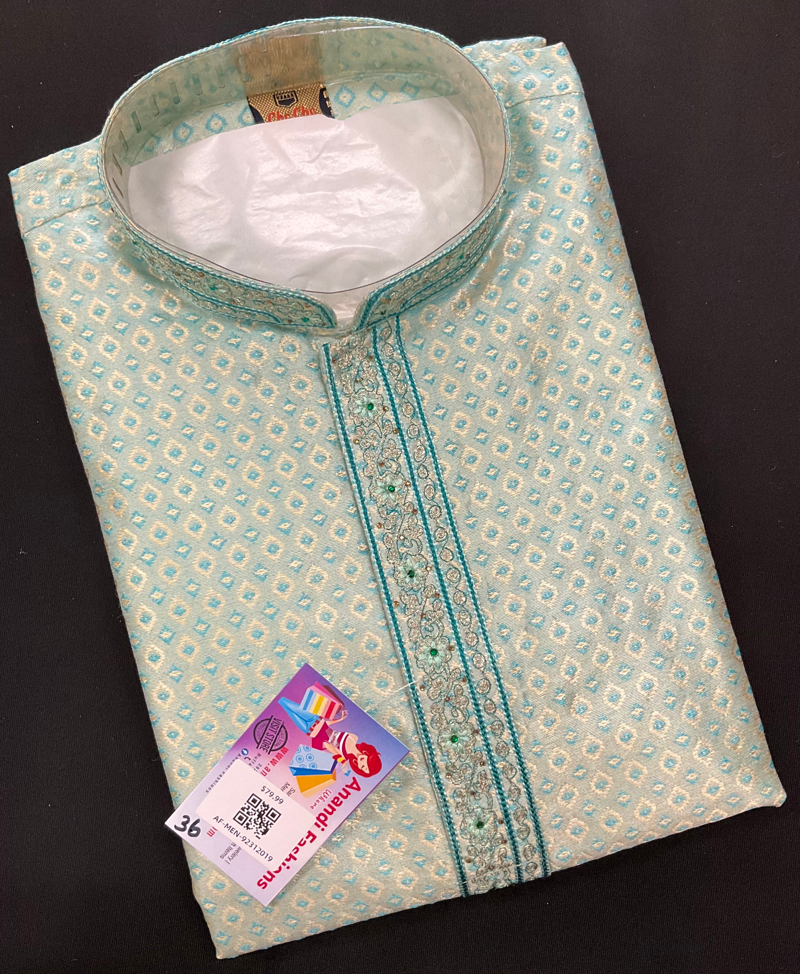 Mens kurta - Light Green Printed image 1