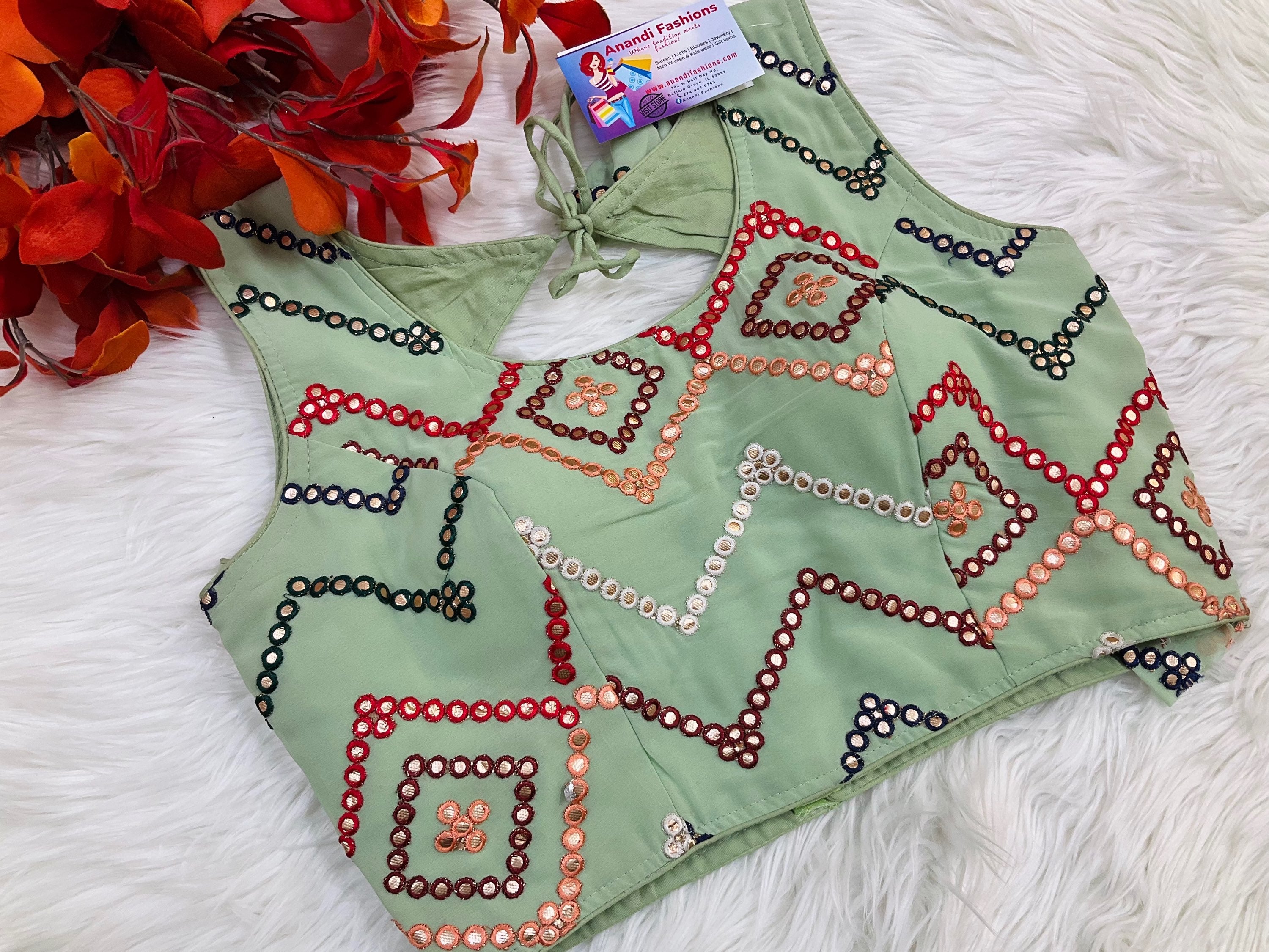 Mirror foil work blouses fits sizes upto 36-38 image 0