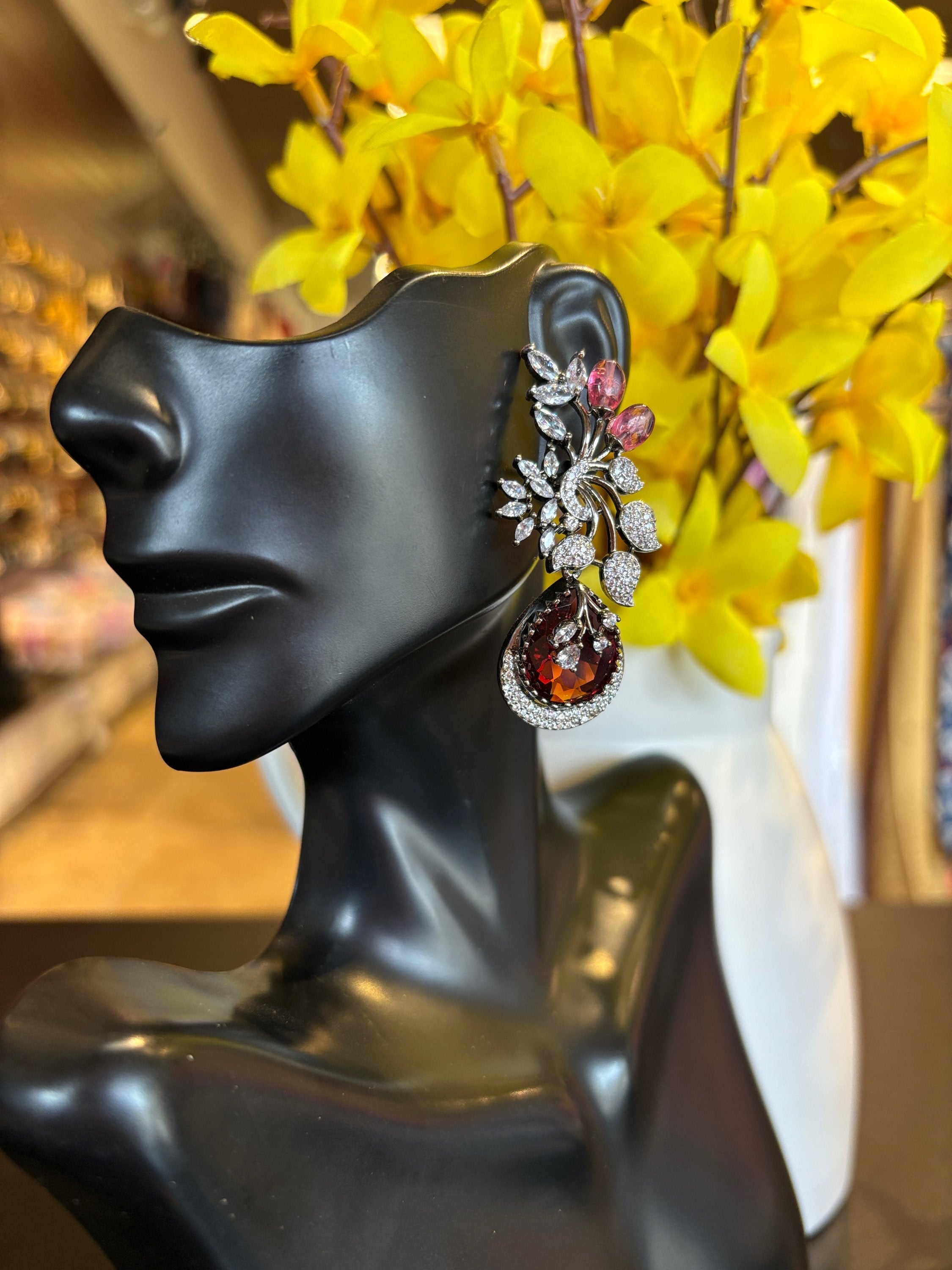 Onion Pink -Premium Quality - Party wear designer earrings image 1